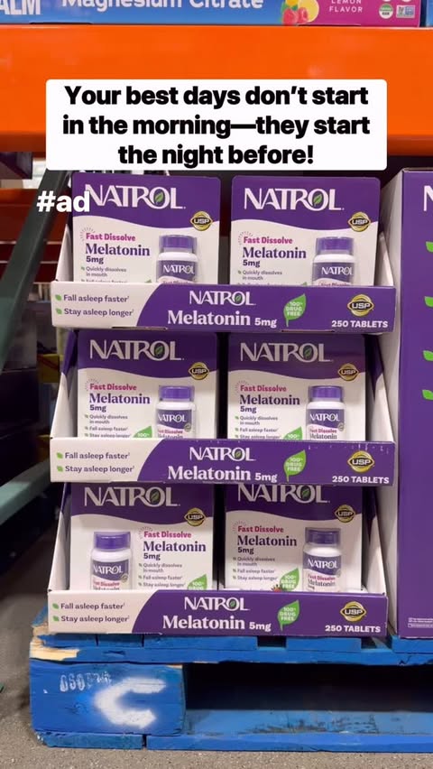 Instagram post by @costcobuys for Natrol. Caption reads: 🌙 Natrol® Melatonin Fast Dissolve tablets at....