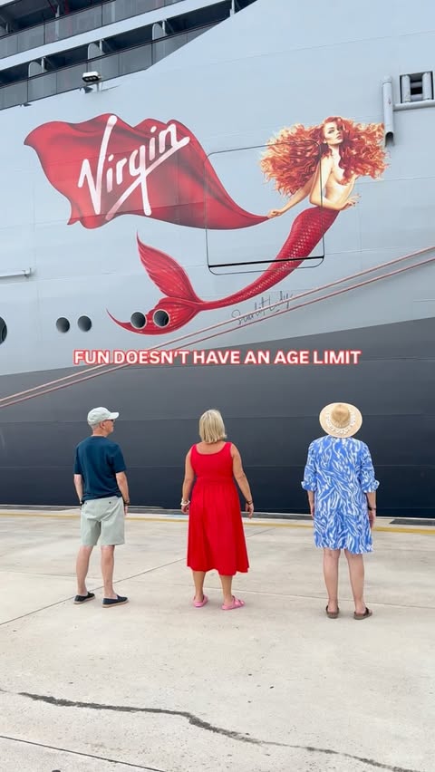 Instagram post by @thisgirlcanorganise for Virgin Voyages. Caption reads: [...] Our time onboard the Scarlet Lady....