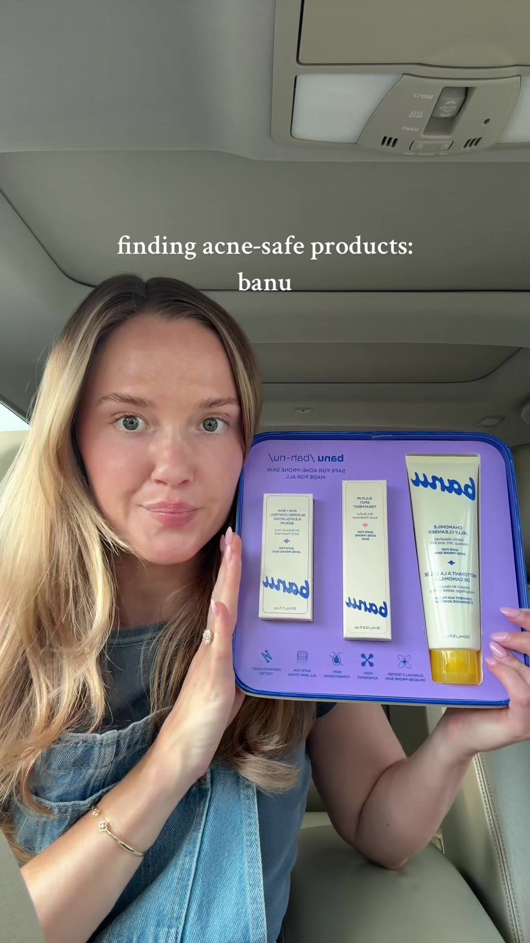 TikTok post by @noracummins_ for Banuskin. Caption reads: new to @banu but already obsessed 💙 #banupartner....