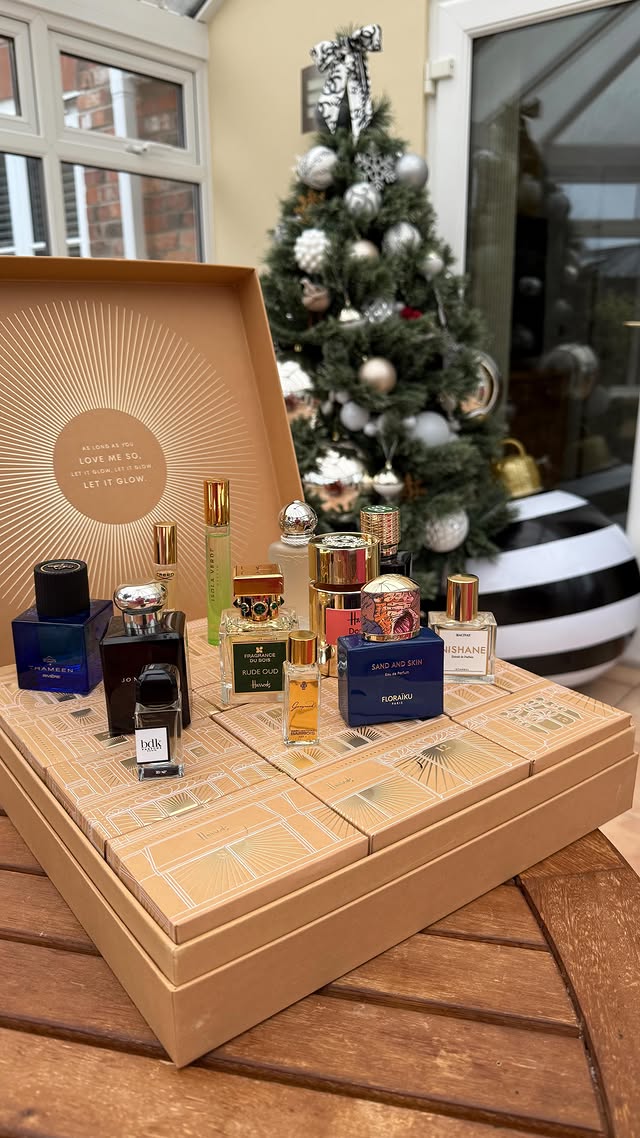 Instagram post by @closetstyledbyme_ for Harrods. Caption reads: Day 12/12
It was fun unboxing Harrods Fragrance....