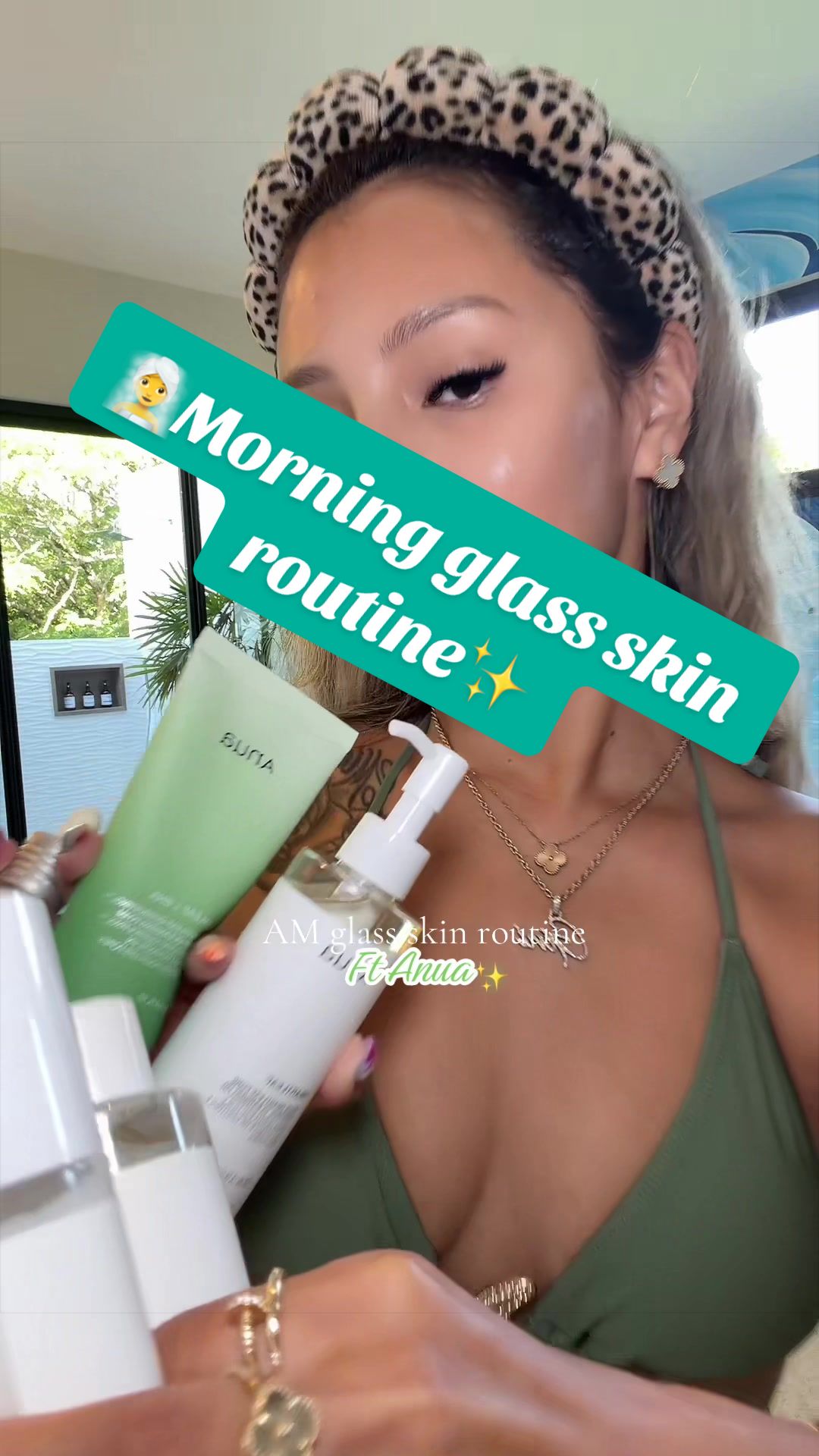 TikTok post by @giniglow for Anua Store US. Caption reads: [...] Results may vary. @anua_global @Anua Store....
