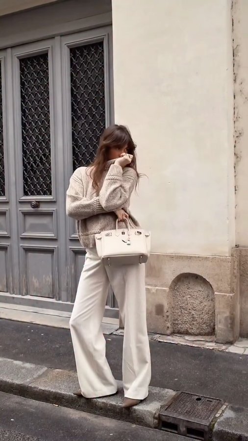 Instagram post by @alisontoby for Falconeri. Caption reads: cozy elegance in its purest form, undyed cashmere....