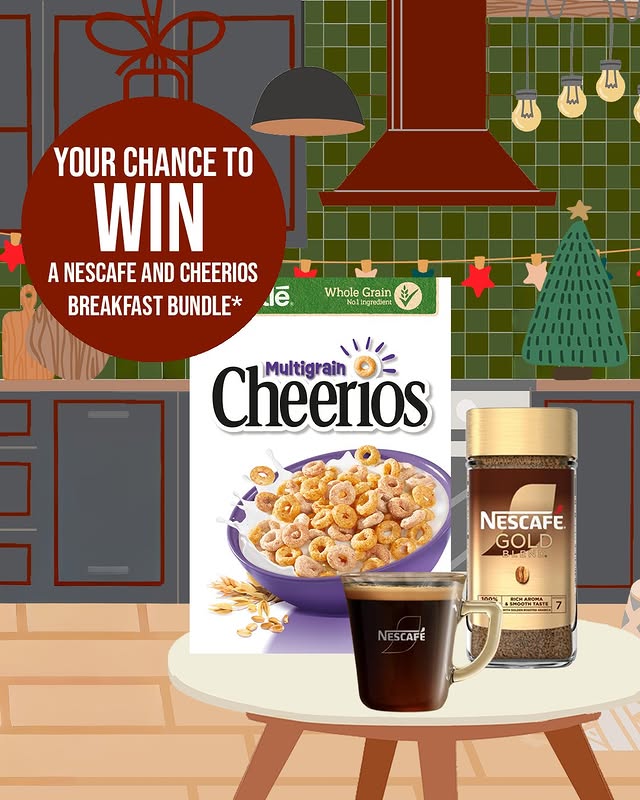 Instagram post by @nescafeuki for Cheerios. Caption reads: [...] No gloomy Mondays here with Nescafé and....
