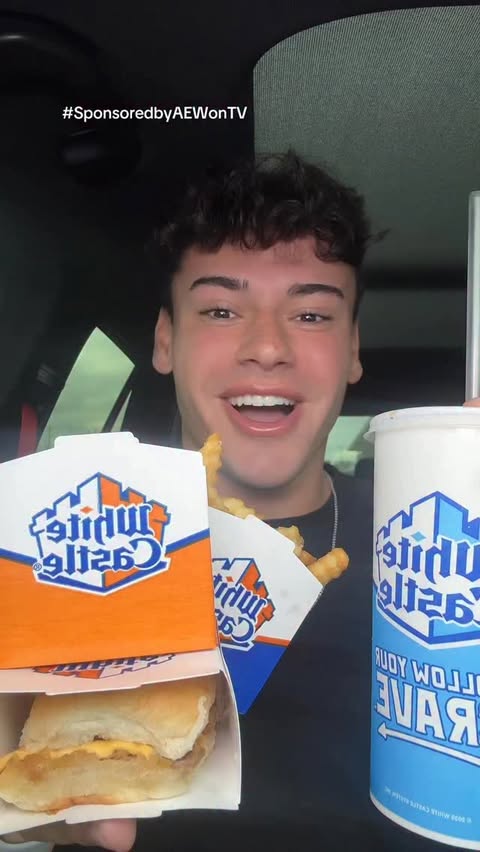 Instagram post by @dylaneatss_ for White Castle. Caption reads: The new @aew x @whitecastle combo meal is a meal....