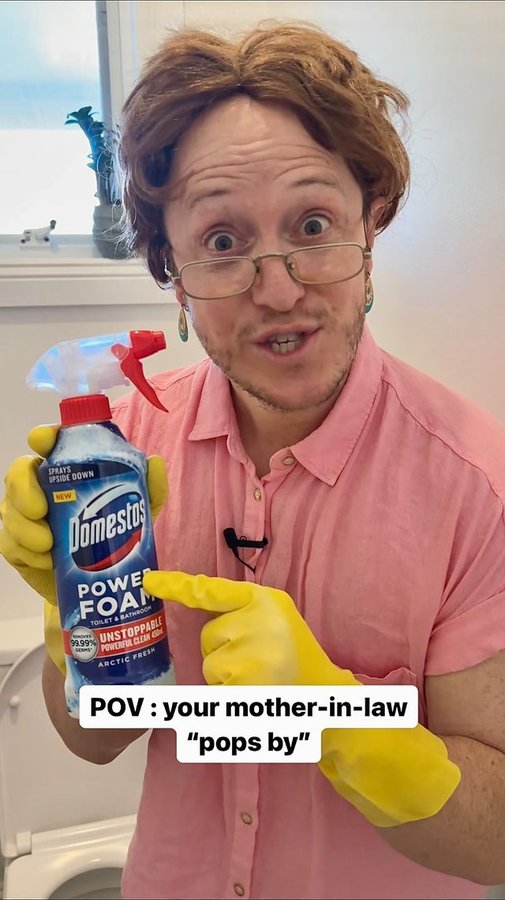 Instagram post by @hijosh for Domestos. Caption reads: [...] an unannounced visit 🫠

It’s called....