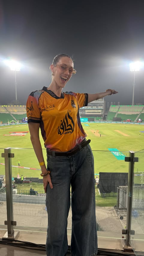 Instagram post by @desi_aeva for Lattafa. Caption reads: [...] seeing a cricket match in Pakistan with....