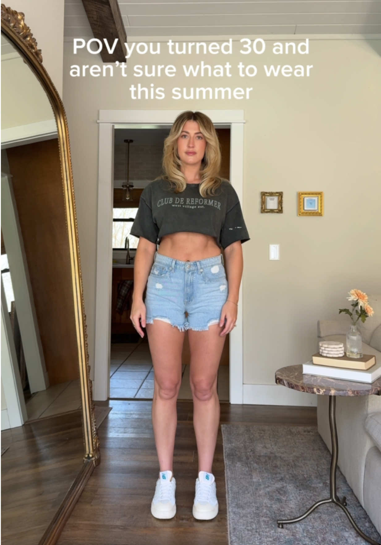 TikTok post by @madelinebajczyk for Abercrombie & Fitch. Caption reads: [...] Summer favorites are on my @abercrombie &....