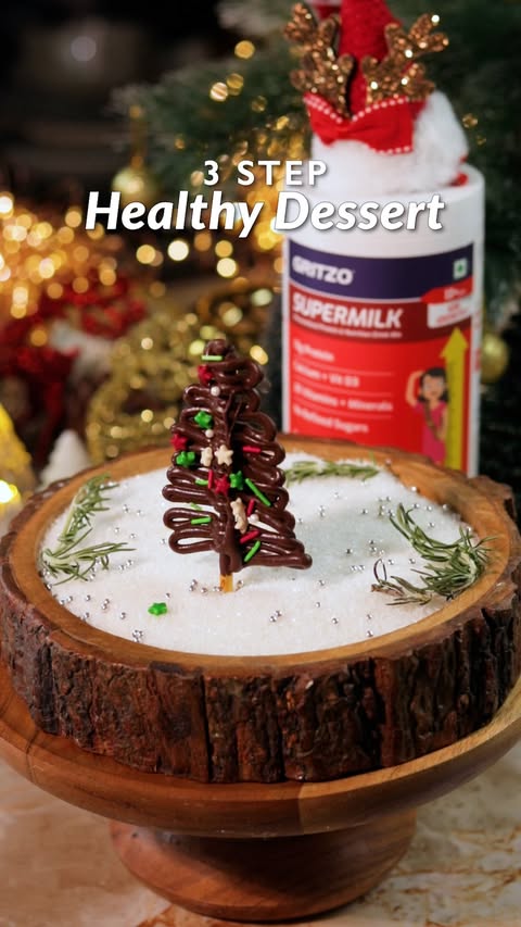 Instagram post by @_indian_tastebuds_ for GRITZO. Caption reads: Healthy Chocolate Christmas Trees for Kids....