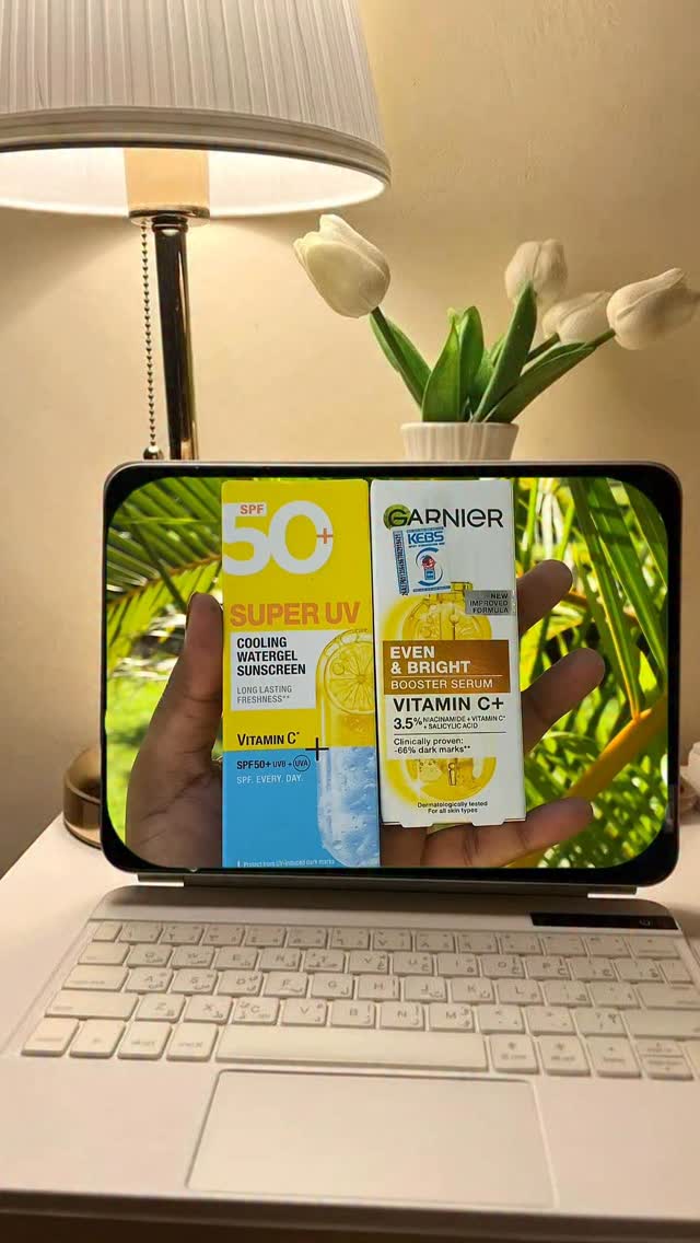 Instagram post by @justnaj._ for Garnier East Africa. Caption reads: Glow, but make it intentional ✨ Vitamin C + SPF =....