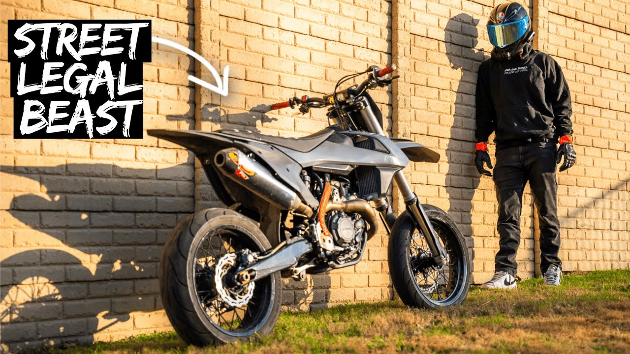 YouTube post by @FastFlowKC for Amotopart. Caption reads: THIS IS WHY COPS LOVE AND HATE MY SUPERMOTO (I GOT....