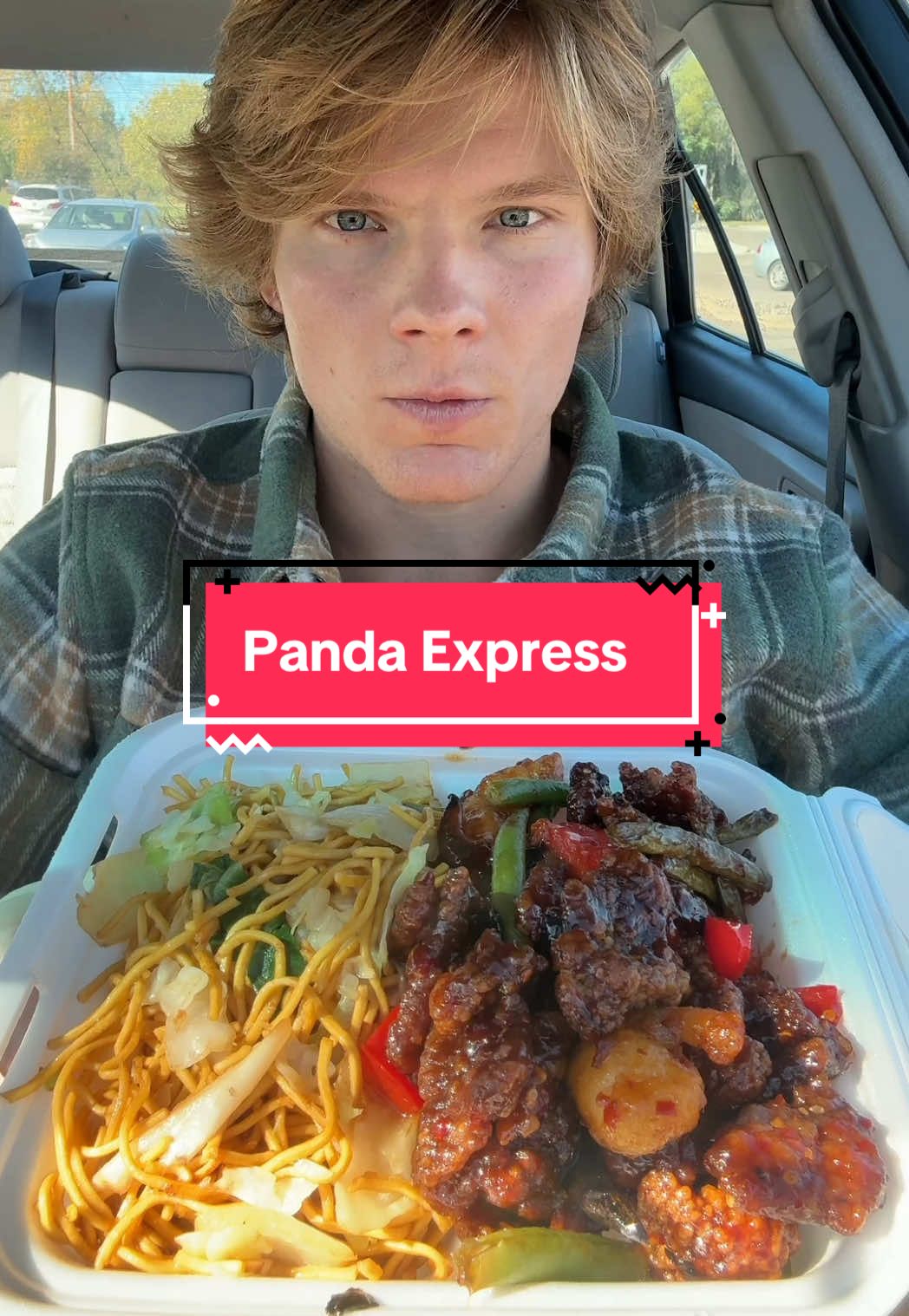 TikTok post by @ianjackedeats for Panda Express. Caption reads: The New Crispy Sesame Shrimp & Beef @Panda Express....