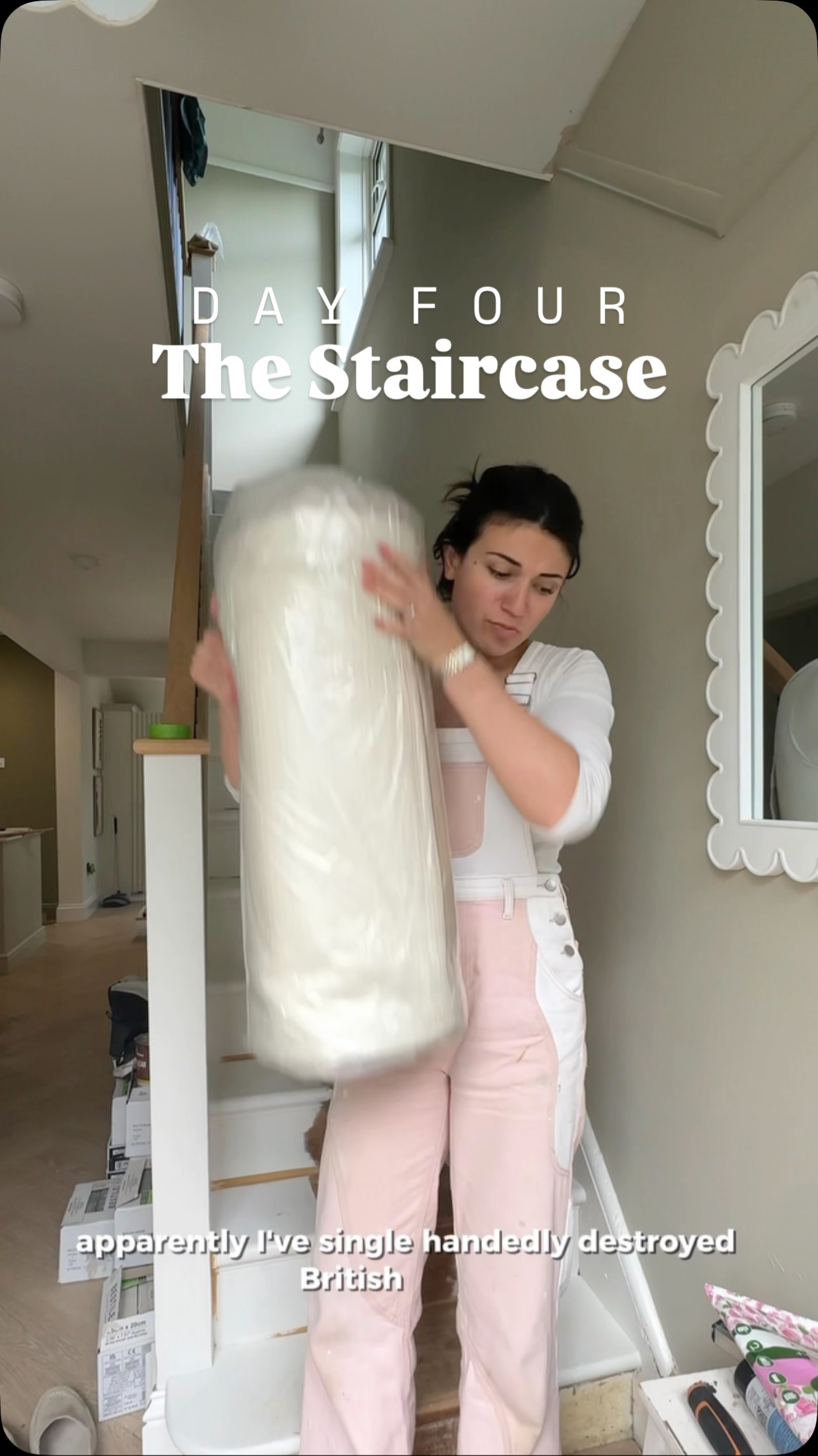 Instagram post by @thefaffingnest for Wickes. Caption reads: 🙌 DAY FOUR 🙌 this time we’re putting down this....