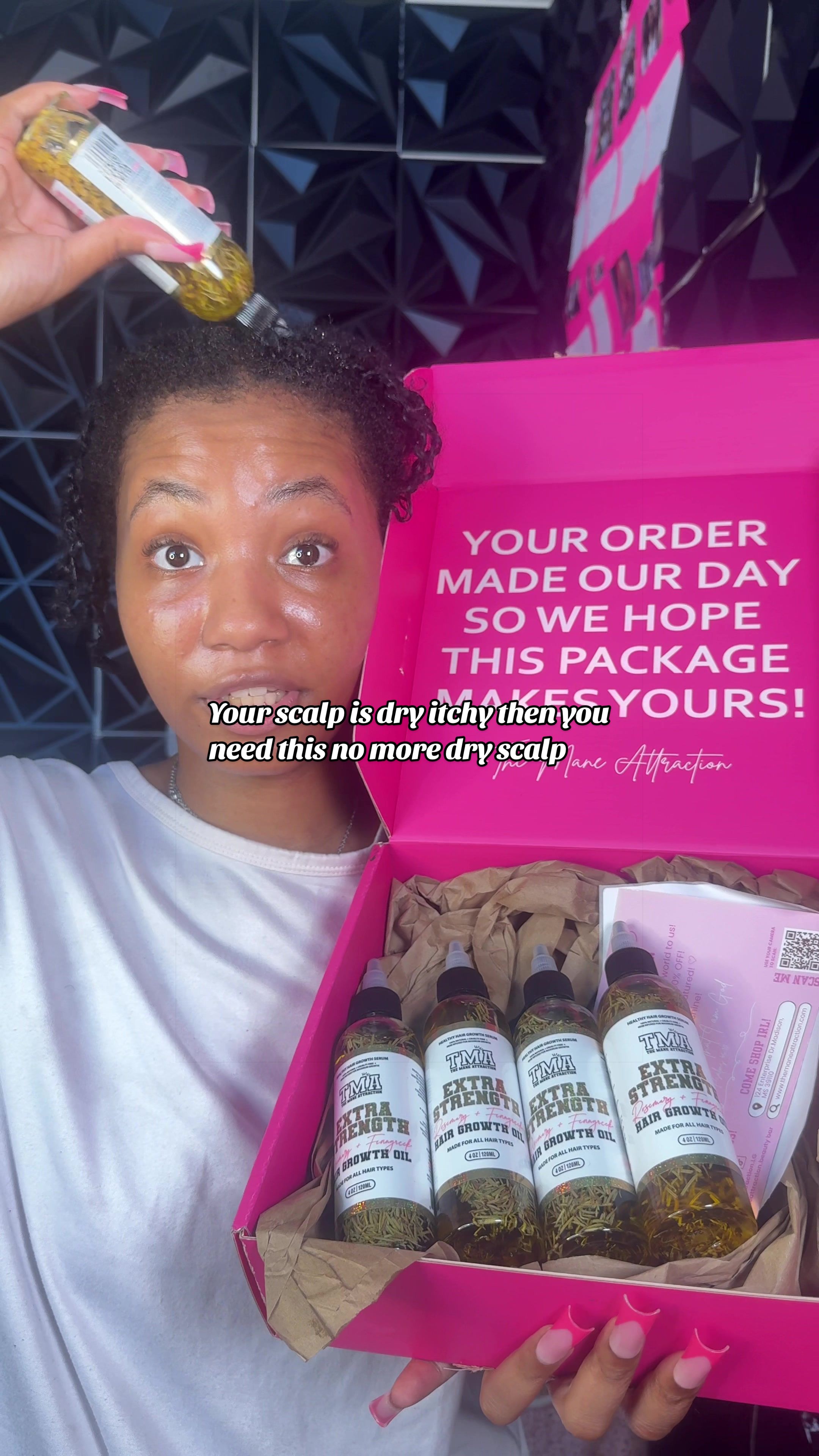 TikTok post by @avantiwingate for The Mane Attraction. Caption reads: [...] #themainattractionoil @The Mane Attraction.
