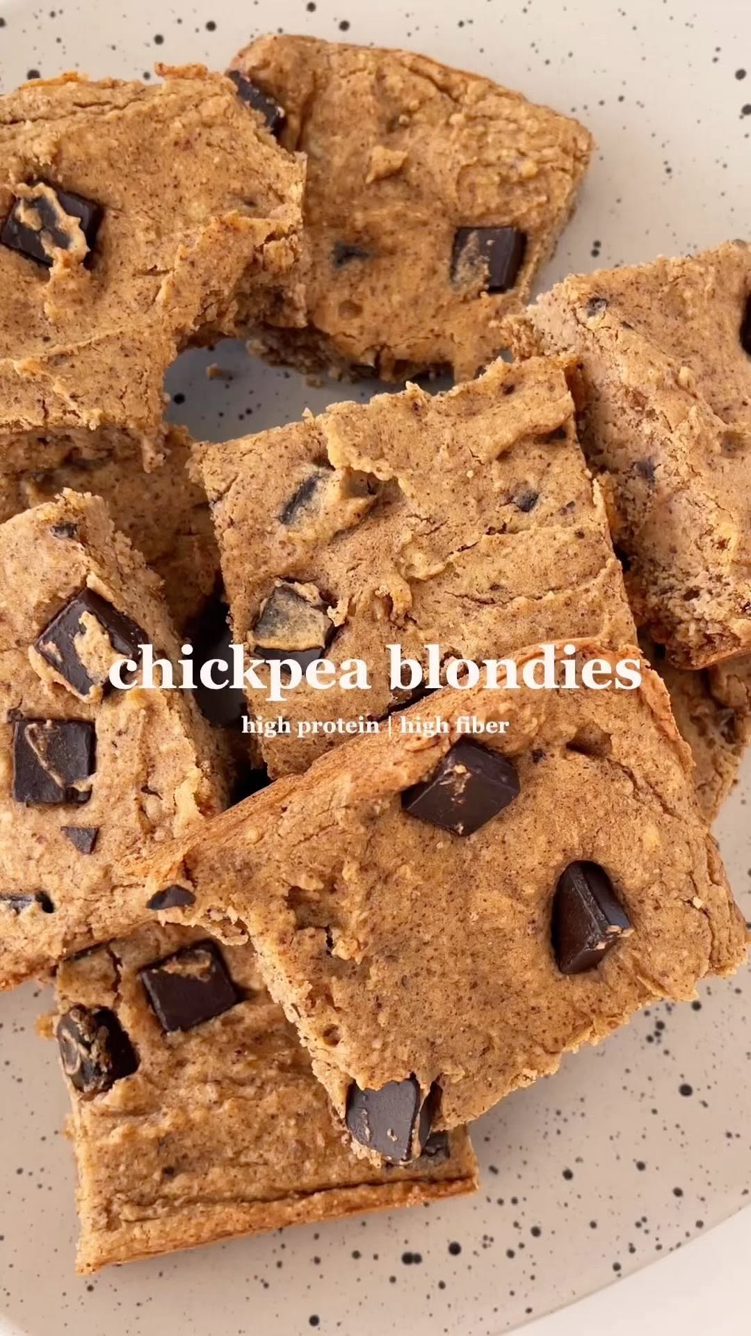Instagram post by @onecrazedfoodie for InsideTracker. Caption reads: CHICKPEA BLONDIES🍪? Yes, you heard that right.....