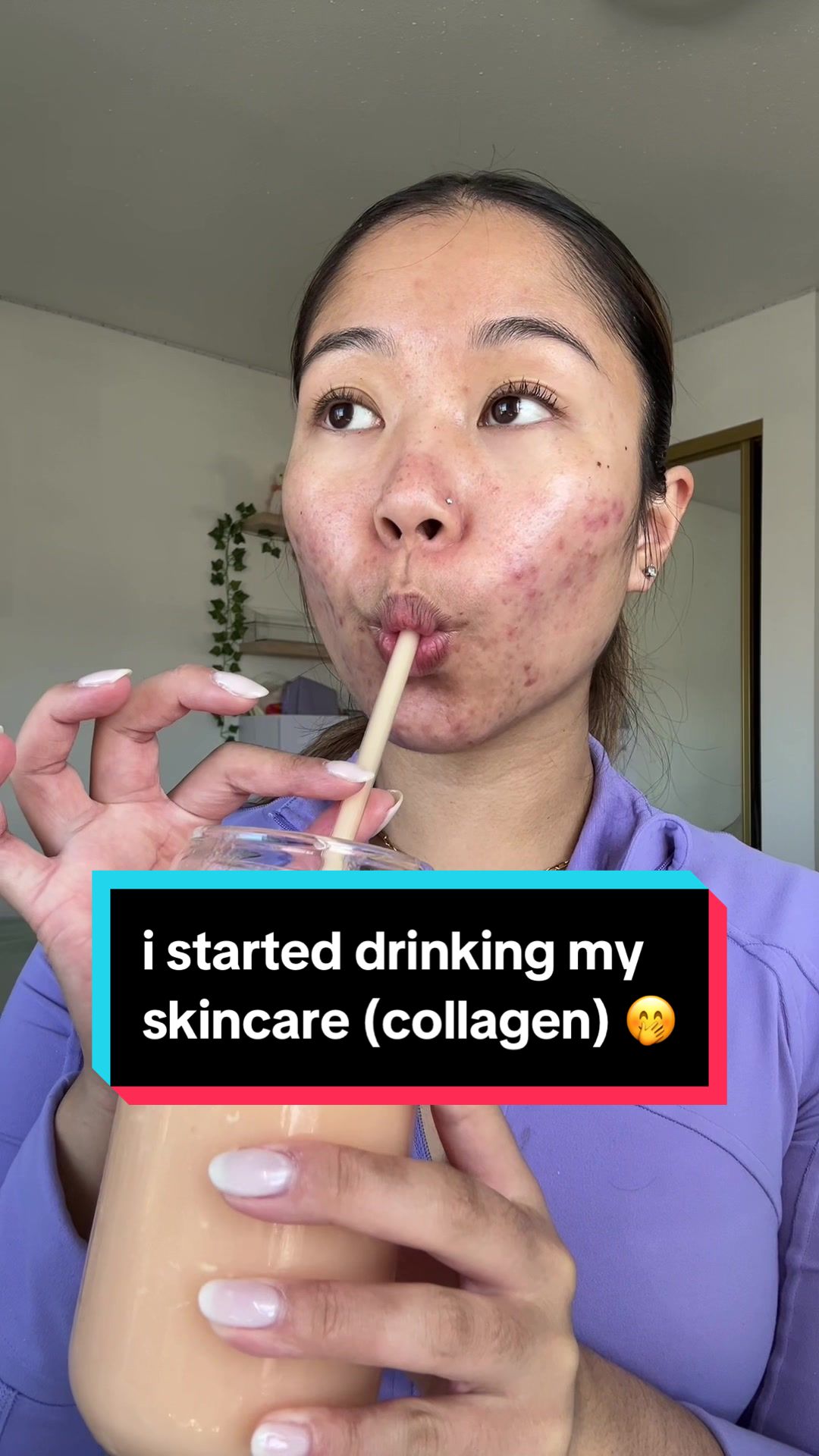 TikTok post by @dewylouie for Viva Naturals. Caption reads: [...] lol 🏓  #collagen #collagenpowder....