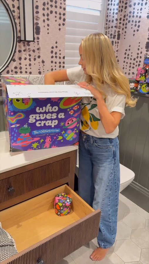 Instagram post by @mrsemilynorris for Who Gives A Crap. Caption reads: ad We had WAY too much fun making this reel - Matt....