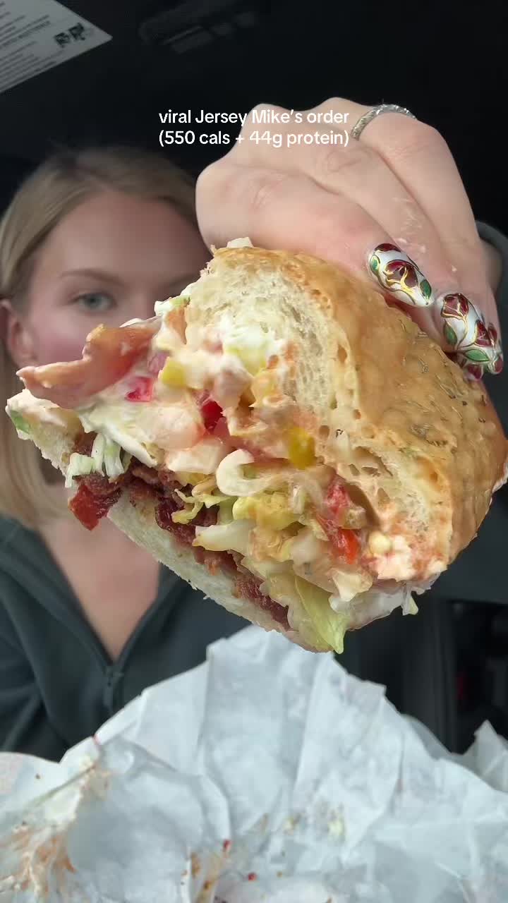 TikTok post by @smallersam_pcos for Waterboy. Caption reads: a low cal high protein hack for the viral Jersey....