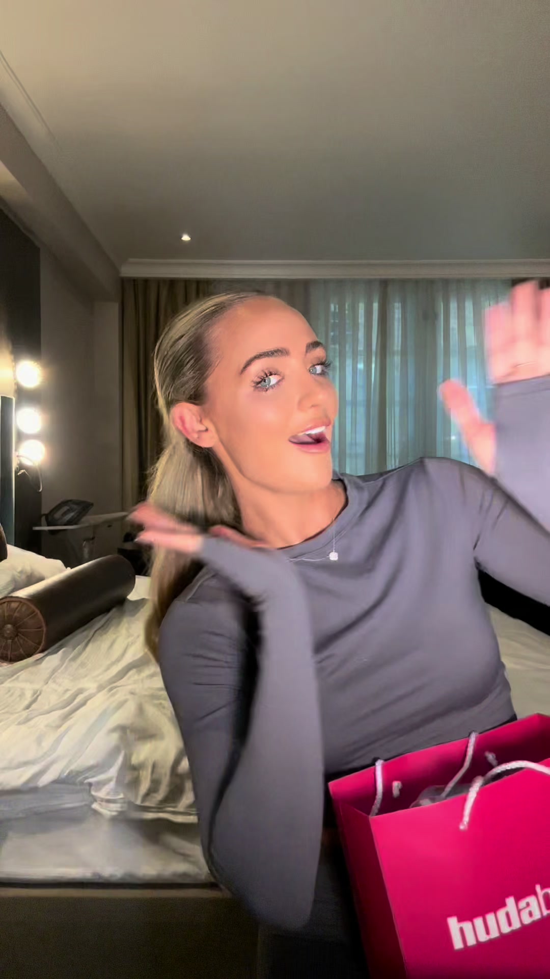 TikTok post by @abimooresxox for Skinny Tan. Caption reads: Unbox my goodie bag from @TRACE Publicity 🛍️....