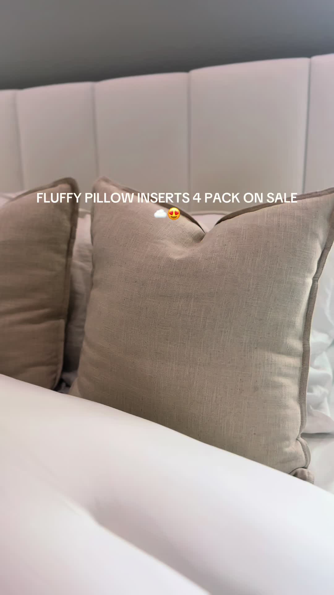 TikTok post by @yulissaas_ for Lux Decor Collection. Caption reads: Fluffy pillow inserts 😮‍💨☁️ @Lux Decor....