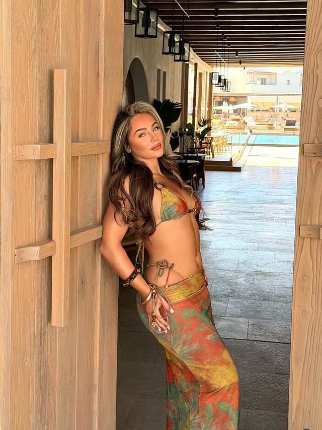 Instagram post by @megann.mooree for EGO. Caption reads: away all summer 🥭🌴 ad shop @egoofficial new in....