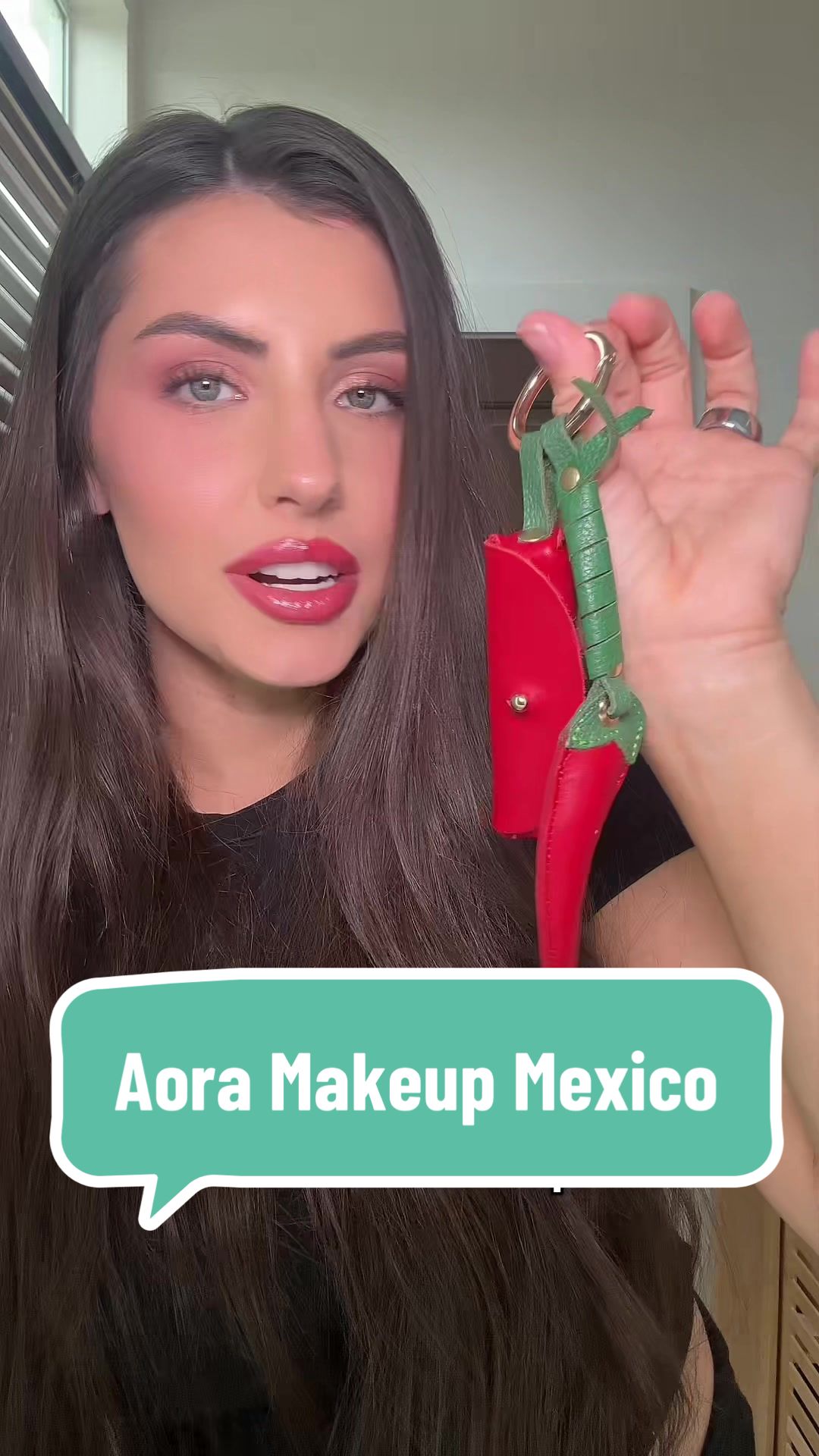 TikTok post by @jeselleleigh for Aora Makeup. Caption reads: [...]   #hotlikemexico #plasticcouldnever @Aora....