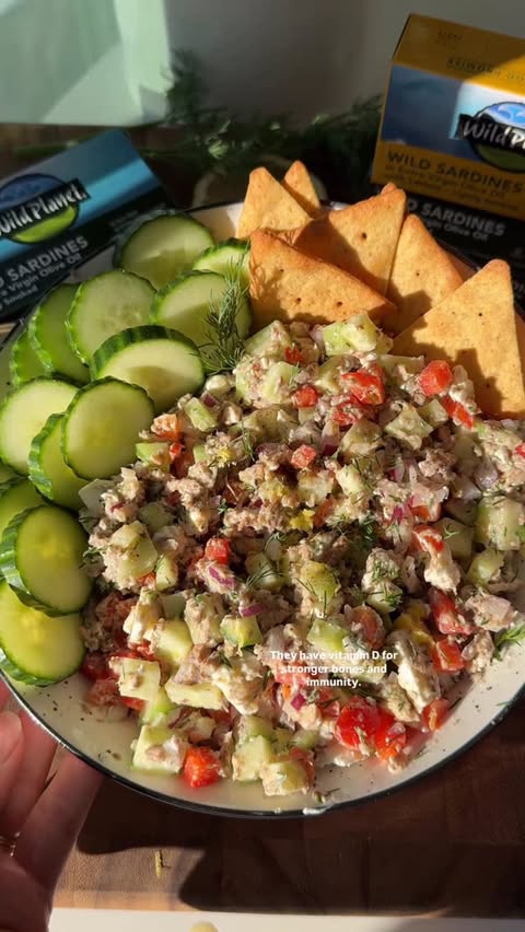 Instagram post by @foodiefromvt for Wild Planet Foods. Caption reads: Mediterranean Sardine Dip✨ Sardines are the....