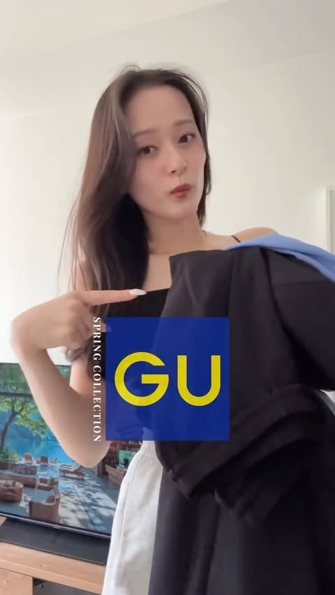 Instagram post by @____maa10 for GU. Caption reads: GU 🤍🤍 Spring Collection 2 LOOK [...].