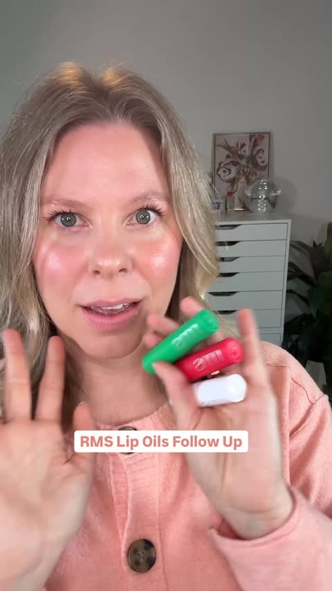 Instagram post by @juliarosemondbeauty for RMS Beauty. Caption reads: I'm loving these @rmsbeauty lip oils! They really....