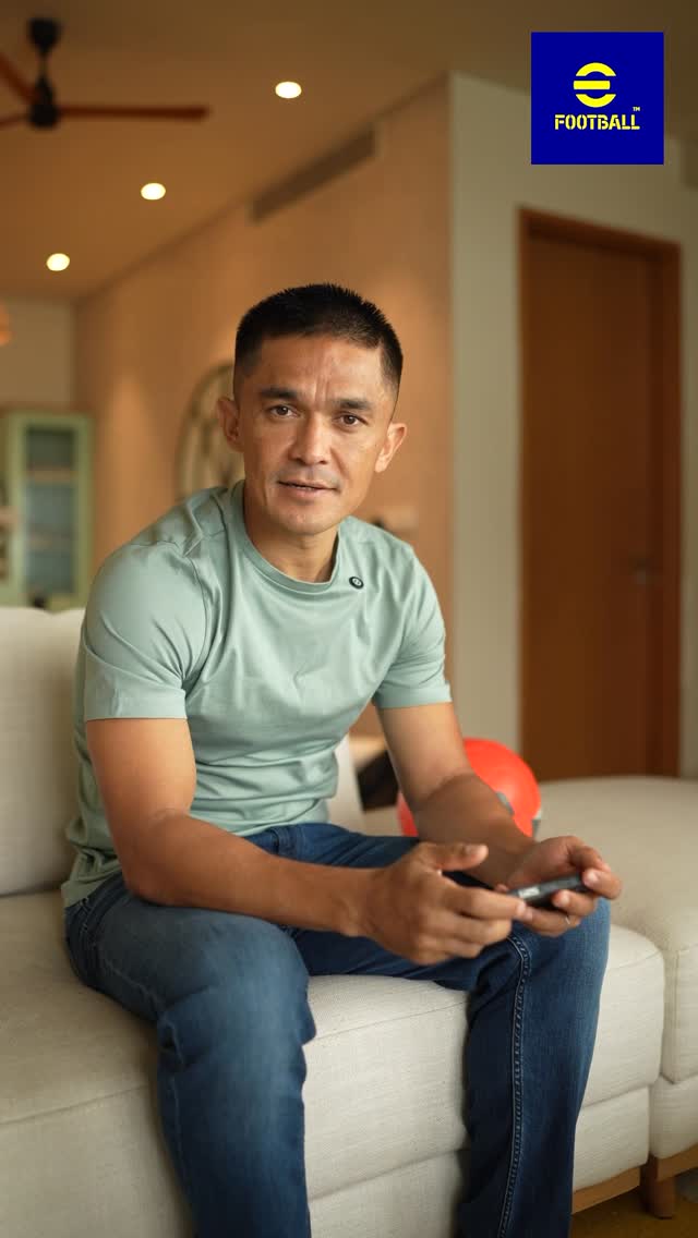 Instagram post by @chetri_sunil11 for eFootball. Caption reads: The Independence Cup is a wrap! Big congrats to....