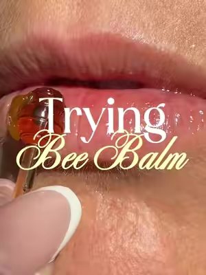 TikTok post by @katelynactive for My Bee Balm. Caption reads: My lips were hydrated for hours!! 🐝 🍯 @Bee Balm....