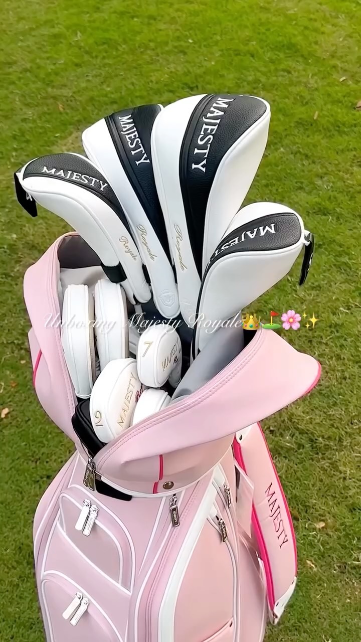 Instagram post by @messianylouis for Topgolf. Caption reads: #Unboxing my New Pinky Golf clubs🎀⛳️....