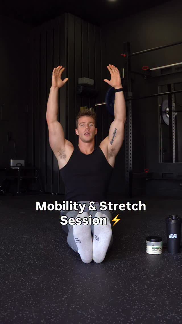 Instagram post by @michaeldean2.0 for MuscleTech. Caption reads: Mobility & Stretch Session ⚡️

@muscletech....