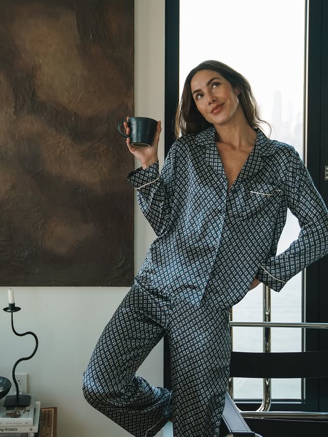 Instagram post by @jelena.nyc for Eberjey. Caption reads: [...] home and I love living in my pajamas ♡....