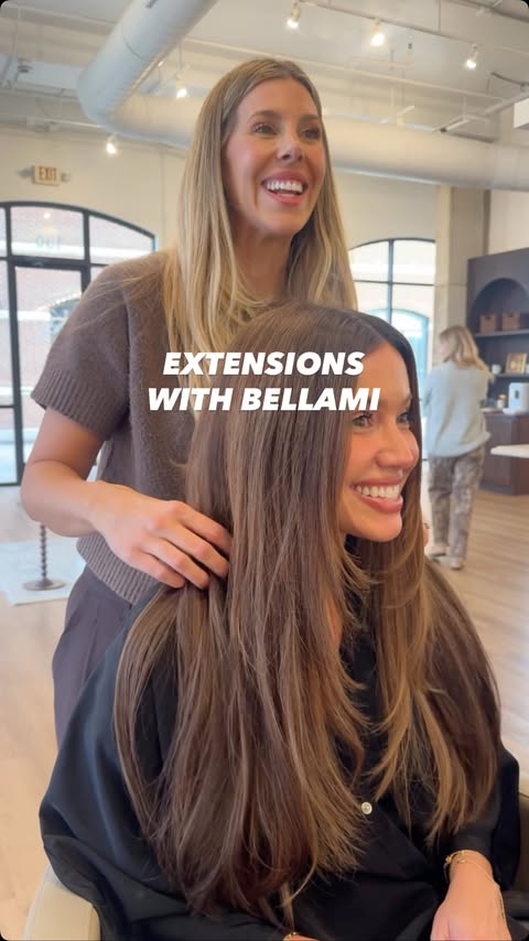 Instagram post by @cecilybauchmann for BELLAMI Hair. Caption reads: [...] extensions is so easy as a busy mom!....