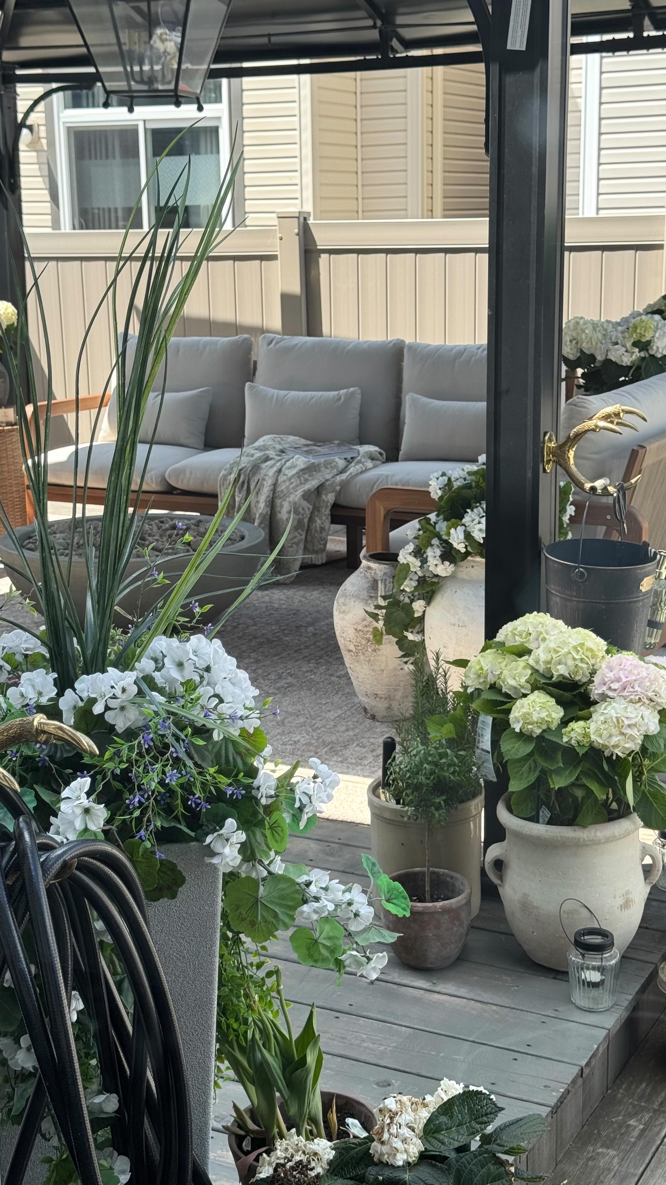 Instagram post by @salinamariahome for Article. Caption reads: #ad Creating our outdoor retreat with @article was....