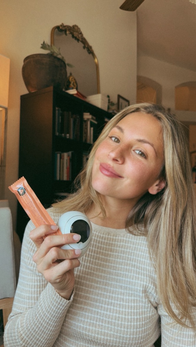 Instagram post by @oliviamariebliss for Mira Fertility. Caption reads: The Mira Hormone Monitor: Ultra 4 kit has exceeded....