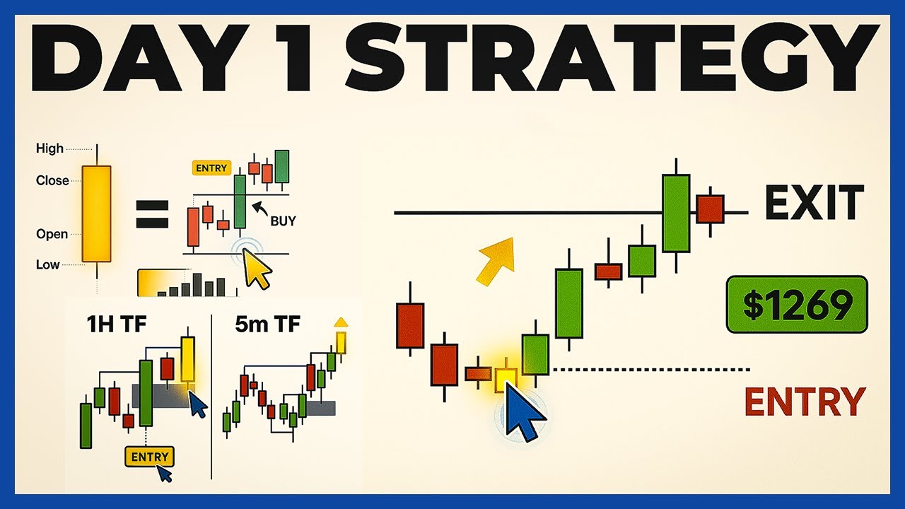 YouTube post by @TheSecretMindset for Podia. Caption reads: The One-Page Trading Strategy For Broke Beginners....