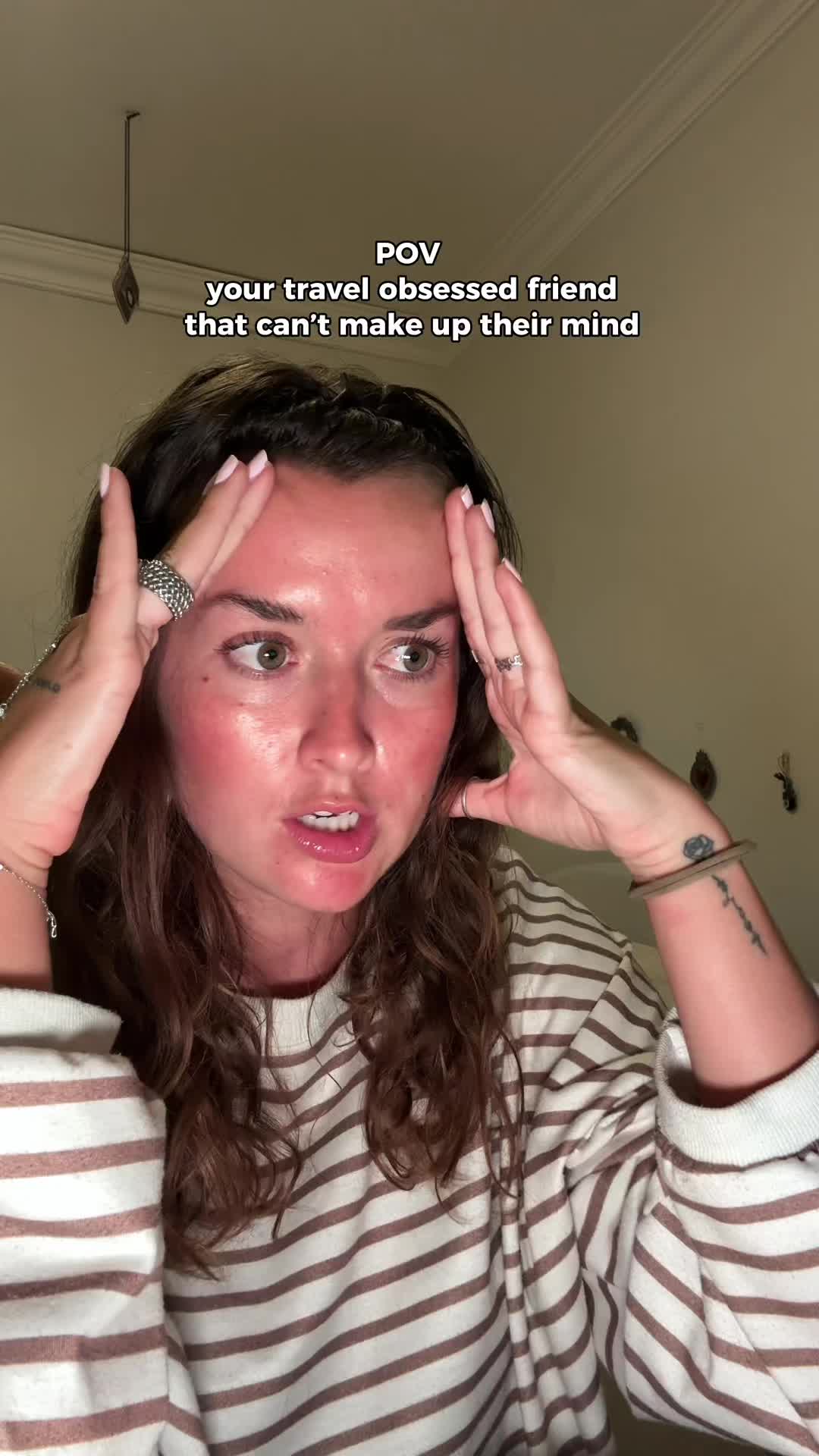 TikTok post by @urfavchaotictraveler for KAYAK. Caption reads: [...] have to suffer from decision fatigue @KAYAK....