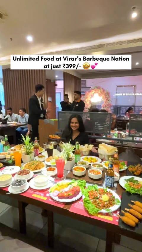 Instagram post by @dil.se.yogita._ for Barbeque Nation. Caption reads: The Big Buffet Unlimited Meal at just ₹399/- at....