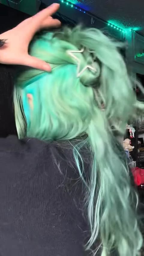 Instagram post by @sadg1rlsyndrome for Lunar Tides Hair. Caption reads: seasick kinda green 🌿💚🌀 Sea Witch & Beetle....