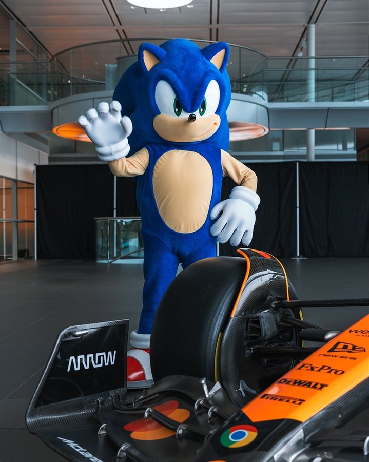 Instagram post by @mclarenshadow for SEGA. Caption reads: It’s always a good day when Sonic & SEGA come to....