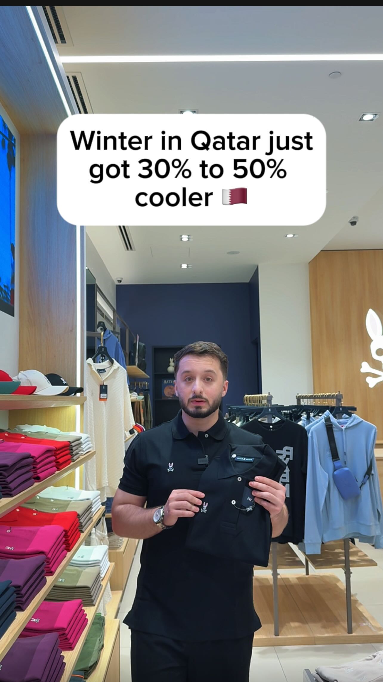 Instagram post by @ali.mbns for Psycho Bunny. Caption reads: Your winter just got better, 30%-50% OFF at Psycho....