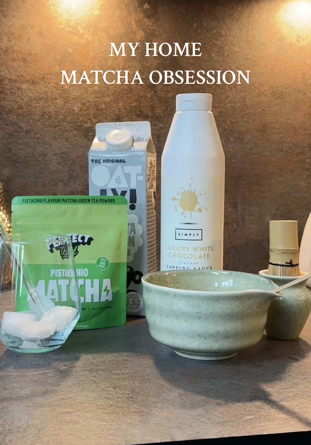 TikTok post by @a_bigland for PerfectTed. Caption reads: Iced pistachio & white choc matcha 🤤🤤🤤....