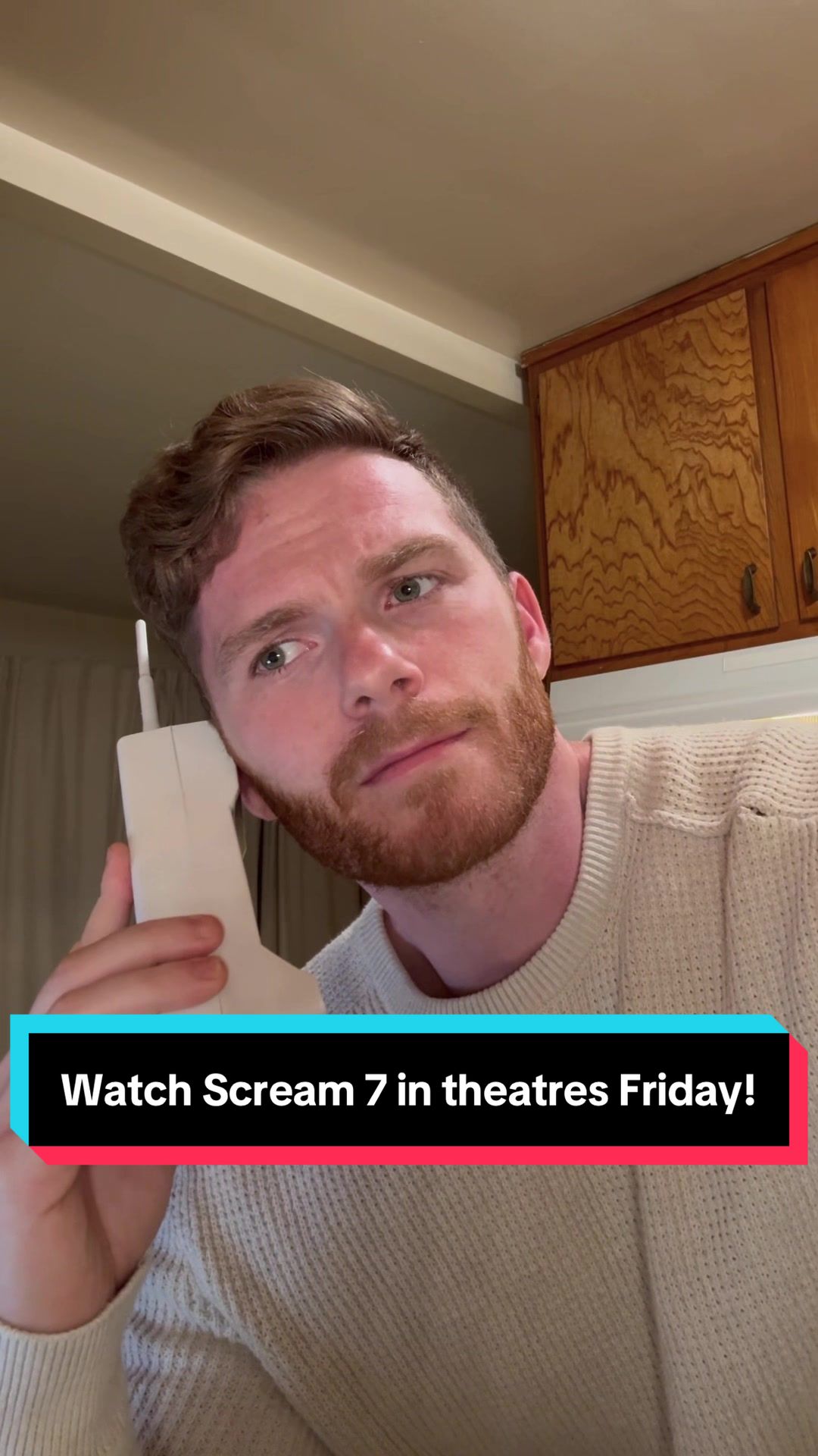 TikTok post by @itsevanwilliams for Scream Movies. Caption reads: Ghostface won't spoil #Scream7 for me. Guess I'll....