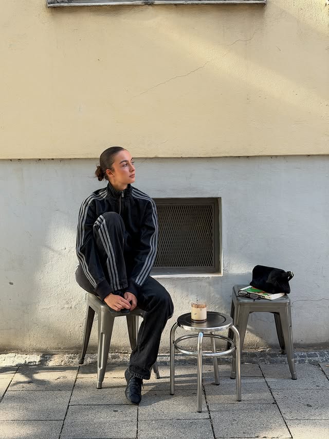 Instagram post by @laraaceliaa for adidas Originals. Caption reads: anzeige took my @adidasoriginals jeans on a walk....
