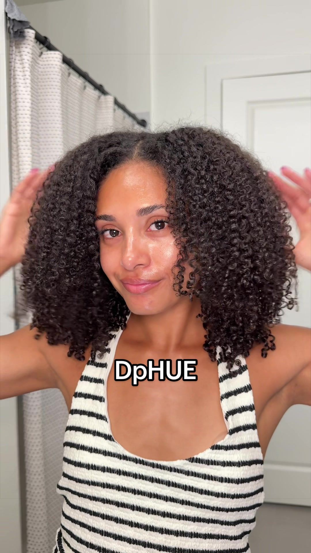 TikTok post by @miriah_celeste for dpHUE. Caption reads: [...] conditioner?? Yes, please. Using the @dpHUE....