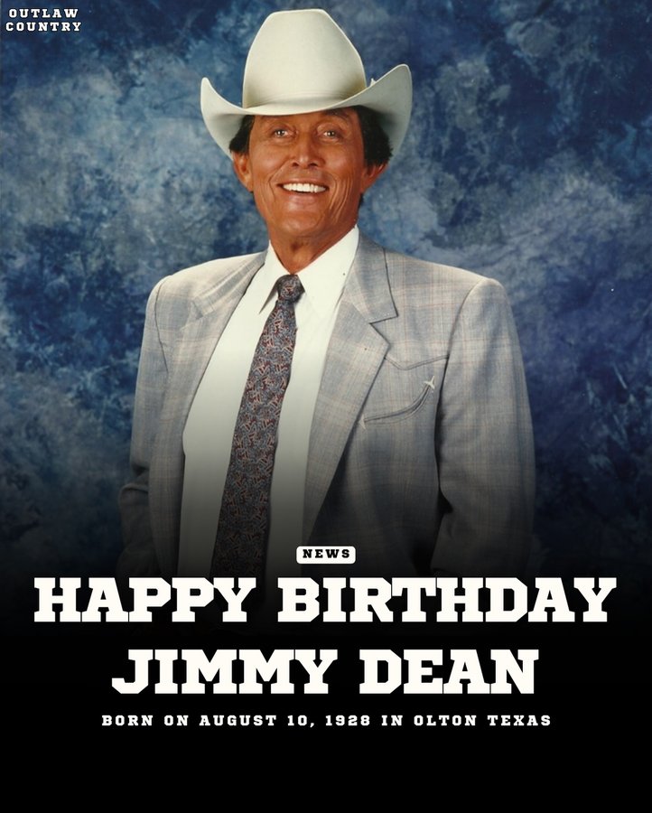 Instagram post by @outlawcountrysongs for Jimmy Dean. Caption reads: Happy Heavenly Birthday to #JimmyDean 🤠🎂.