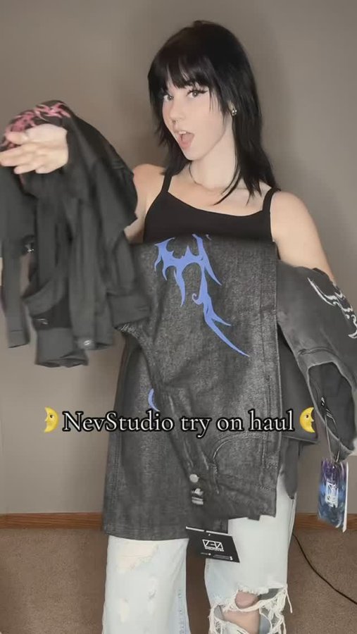 Instagram post by @riliehuntley for Nevstudio. Caption reads: Clothes from @nevstudiostreetwear  #nevstudio....