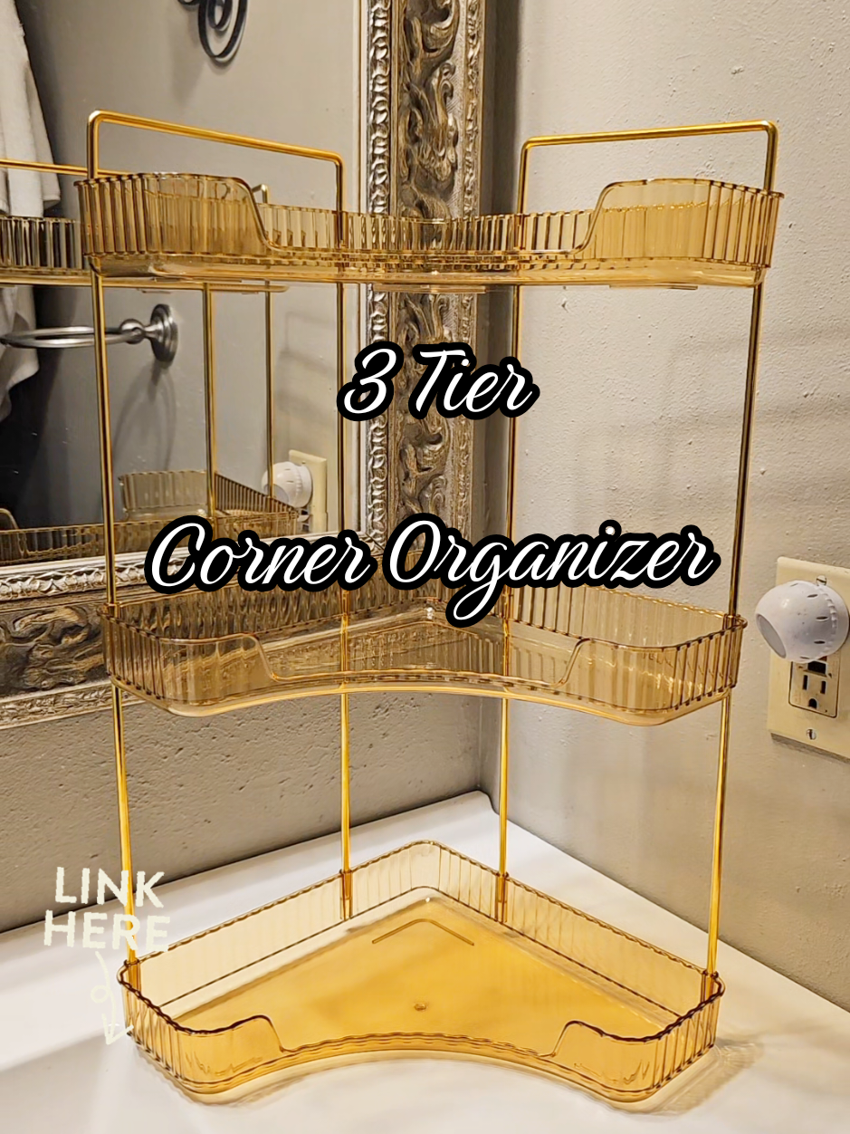 TikTok post by @weluvkendra for UFORU Shop. Caption reads: 3 Tier Corner Organizer This is an elegant look....