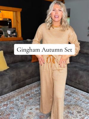 TikTok post by @sydssweettooth for OmmigO. Caption reads: Comfy and cute 🍂 @Ommig #gingham #matchingset....